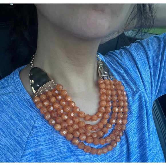 Large bead necklace big burnt orange statement chunky sienna bead caramel big - Picture 5 of 5